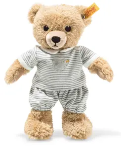 Steiff Bamse med grå stribet pyjamas, 28cm - Steiff