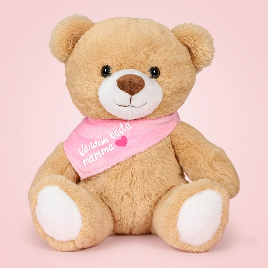 Habibi Plush Bamse med rosa tørklæde 