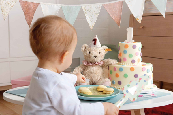 Steiff First Birthday Boy, Bamse med spilledåse - Steiff