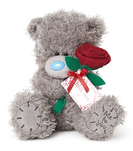 Bamse med rd rose, 15cm - Me To You