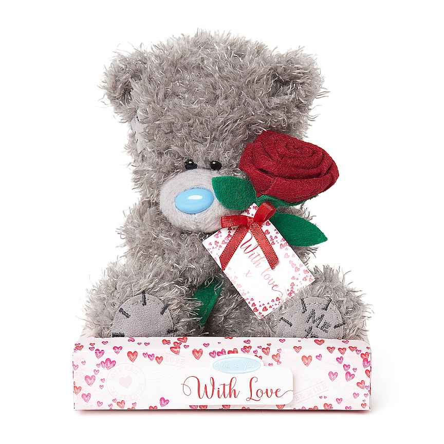 Bamse med rd rose, 15cm - Me To You