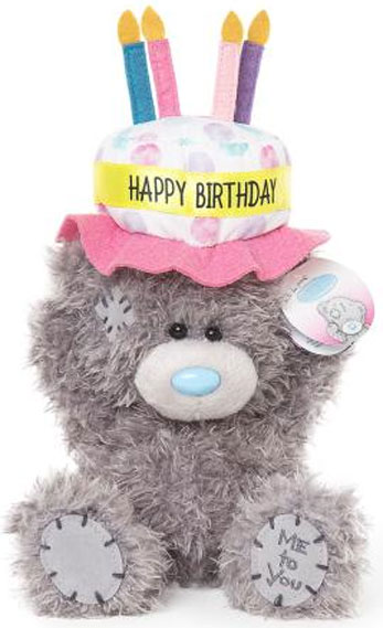Bamse, Happy Birthday på hat, 15cm - Me To You